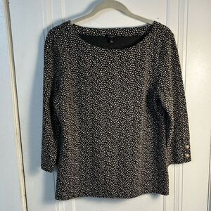 Talbots speckled sweater with pearl buttons